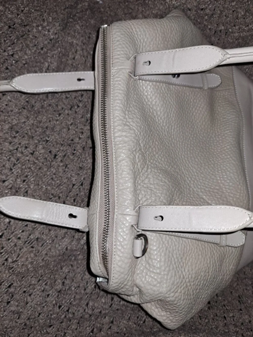 MACKAGE-Raffie Satchel Tote-Beige/Greige Pebbled Leather-20 x13 x 7-Large